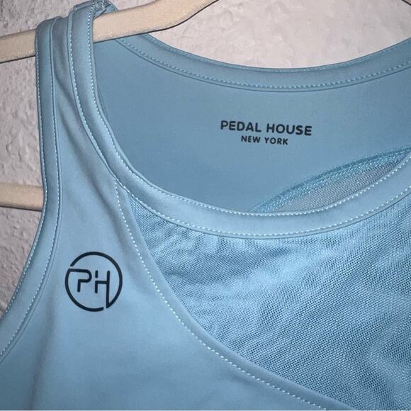 Pedal House New York High Neck Mesh Detail Sports Bra in Baby Blue Small NEW - Picture 3 of 5